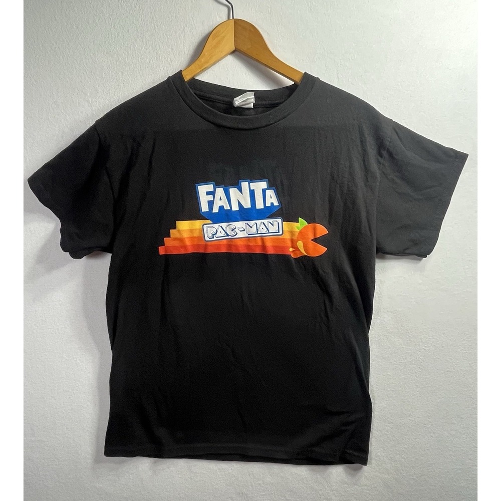Rare Fanta X Pac-Man Collaboration Shirt Retro Graphic Black S Hanes